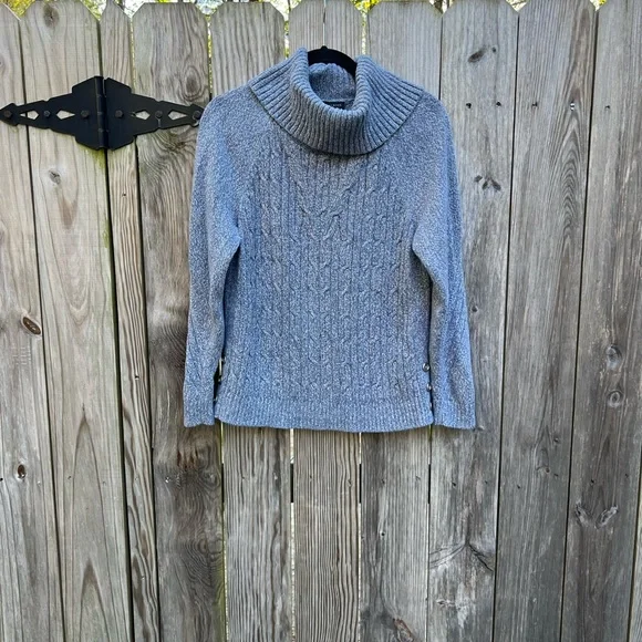 TALBOTS Marled Ribbed Cable Knit Cowl Turtleneck Women’s Medium - Picture 2 of 11